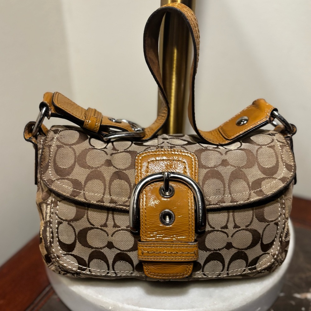 Coach Signature Mini Bag in Brown and Tan